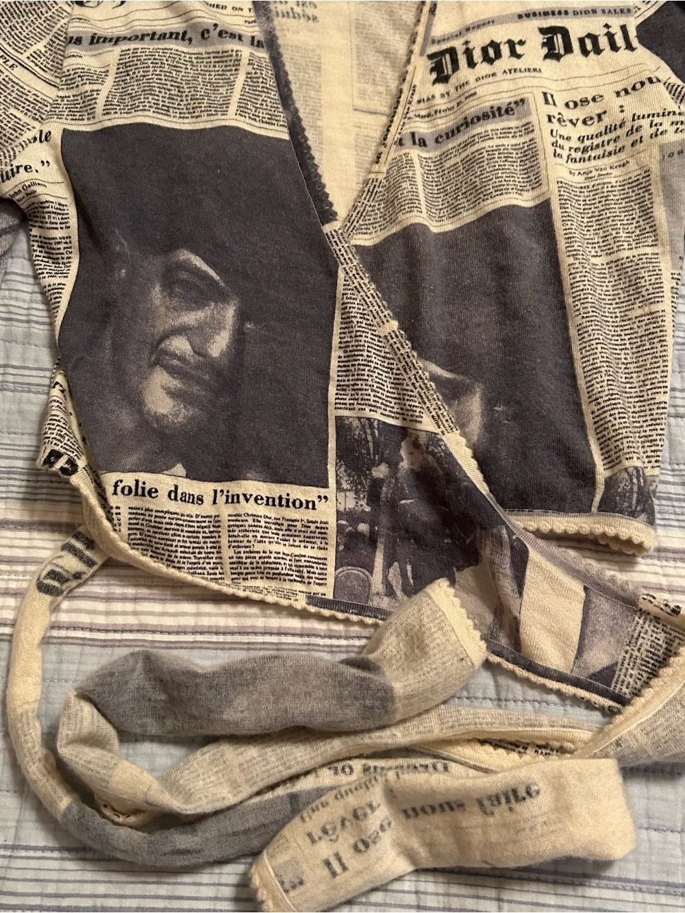 Dior by John Galliano Fall/Winter 2000 Runway Newspaper-Print Wrap Top - RARE!! - Picture 6 of 14